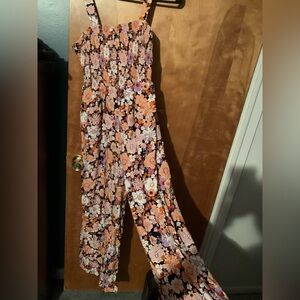 Floral Jumpsuit with Pink and Orange Accents